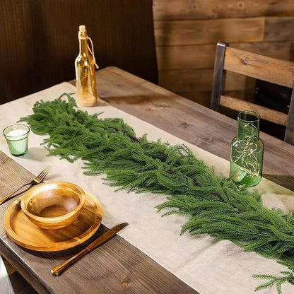 6FT Christmas Artificial Norfolk Pine Garland, Real Touch Faux Greenery Garlands for Mantle,Table, Window, Stairs, Banister, Fireplace, Wall, Door, Home, Indoor Outdoor Holiday Xmas Decortions