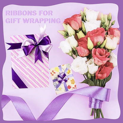 150 Yards Purple Satin Ribbon 1-1/2 Inch 6 Rolls Assortment Ribbons for Crafts Gift Wrapping Flower Bouquet Wedding Invitations Birthday Party Festival Decoration Hair Bows