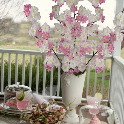 2 Pcs Artificial Cherry Blossom Flowers Branches Pink Faux Cherry Blossom Long Stem 41" Silk Cherry Blossom Tree Tall Fake Flower Arrangement for Home Wedding Centerpieces Spring Indoor Decor