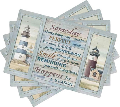 Lighthouse Placemats Set of 4 Nautical Lighthouse Table Mats Washable Place Mats for Home Party Indoor Kitchen Dining Table Decoration 12x18 Inch