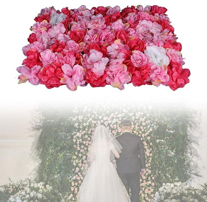 6Pcs 15.75"x 23.62"x 0.79" Artificial Flower Wall Panels,Flower Wall Mat Silk Flower Panels for Outdoor Garden Backyard Fence Fence Privacy Screen and Indoor Wall Decor (6Pcs Rose Red)