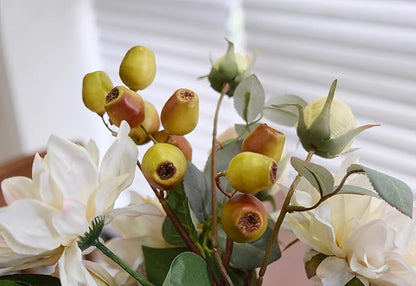 2Pcs Artificial Flower Bouquets Decoration, Faux Floral Arrangement Table Centerpiece Home Farmhouse Indoor Decor, Wedding Bride Bouquet, Mixed Fake Flower Picks for Vase/Pot (Cream/Blush/Green)