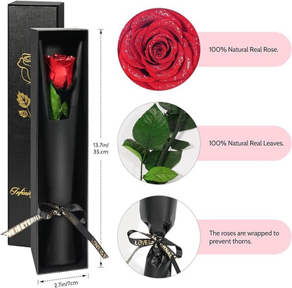 Yamonic Preserved Flower Rose Birthday Gifts for Women, Mothers Day Rose Flowers Gifts for Mom, Real Flower for Women, Grandma, Wife, Girlfriend Gifts for Christmas, Valentine's Day