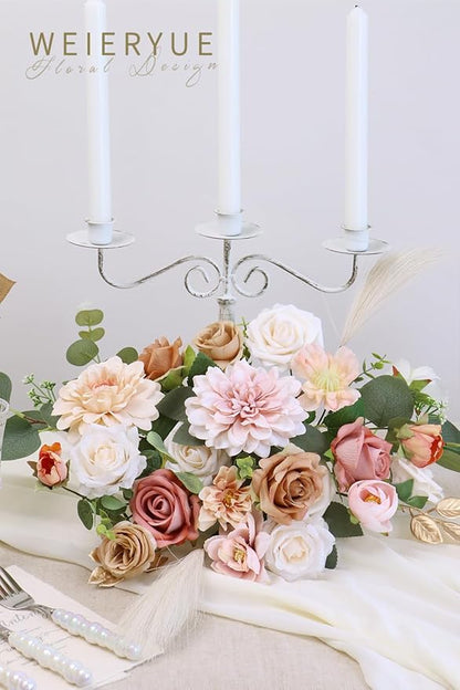 Champagne Artificial Flowers Combo Box Wedding Decor,Fake Flowers,Flowers for Decoration,Silk Flowers for Home Decor Indoor,Cake Flowers,Faux Flowers for Crafts