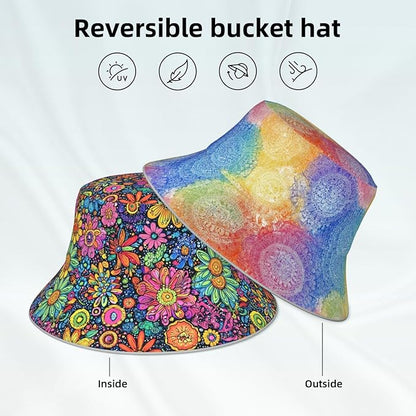 Bucket Hat Double-Side-Wear Reversible Sun Hat Beach Travel Hiking for Women Men