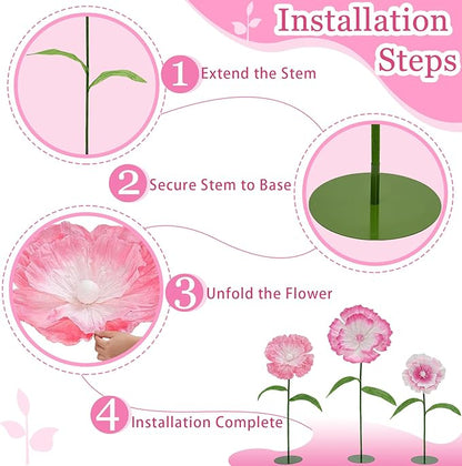 Giant Paper Flowers - Pink Mixed Large Paper Flowers Giant Flowers for Decoration for Birthday Party Outdoor Banquet Event Home