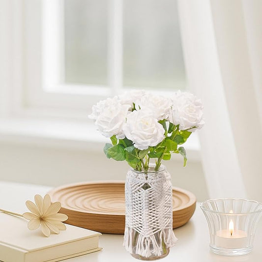 6 Pcs Silk Real Touch Latex Roses, Artificial Single Stem Big Bloom Faux Roses for Home Party Office Wedding Indoor Decor, Floral Arrangements, Table Centerpieces