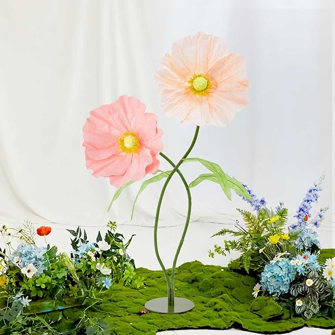 B-COOL Artificial Giant Flowers for Wedding Decoration: Pink Huge Flowers 5.58 ft Large Paper Flower Champagne Faux Floral for Reception Arrangements Photographic Props Party Background Decor