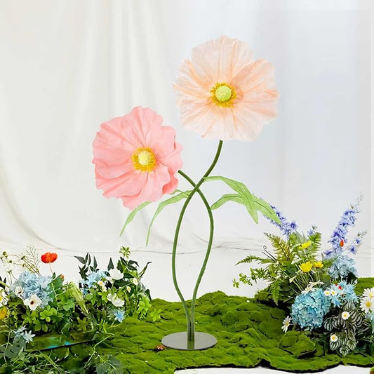 B-COOL Artificial Giant Flowers for Wedding Decoration: Pink Huge Flowers 5.58 ft Large Paper Flower Champagne Faux Floral for Reception Arrangements Photographic Props Party Background Decor