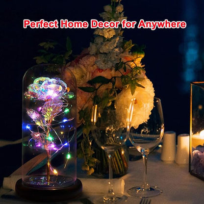 Eternal Rose Glass Flower Birthday Gifts - Women Gifts for Her Anniversary Valentines Mothers Day Christmas Thanksgiving - Light Up Gold Rose Flower Gifts for Mom Wife Grandma Girlfriend Lady Girl
