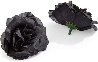 Bright Creations Black Artificial Roses Bulk - 3-Inch Stemless Foam Roses 50 Pack for Crafts & Home Decor