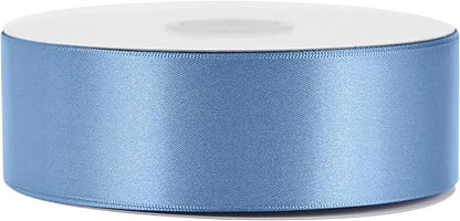 MEEDEE Smoke Blue Satin Ribbon 1-1/2 Inch Dusty Blue Ribbon Lux Double Faced Satin Ribbons by 50 Yards Polyester Satin Ribbons for Crafts, Weddings, Flower Bouquet, Holiday Decorating