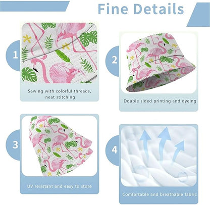 Wildflowers Floral Bucket Hat for Men Women, Summer Vacation Outdoor Travel Reversible Double Side Beach Caps Fisherman Hat