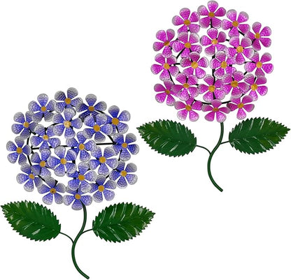 Wotieuns Metal Flowers Wall Art - Outdoor Decor Set of 2, Suitable for Patio, Fence, Garden, Yard, Indoor and Outdoor Use