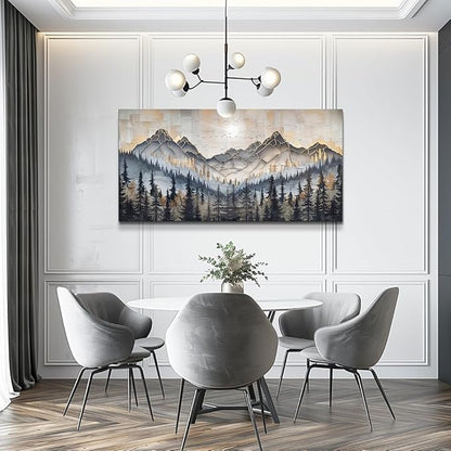 PHAOHUAXM Large Canvas Wall Art For Bedroom Large Wall Decor For Living Room Dining Room Modern Office Abstract Ink-Wash Landscape Mountain Wall Pictures Artworks Home Decor Ready To Hang 24"X48"