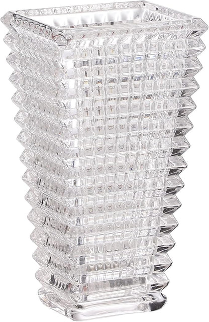 MCMCNCUIU Crystal Vase, Large Crystal Vases for Flowers, Clear Large Flower Vase, Modern Glass Vases for Living Room, Bedroom, Kitchen, Dining Table, Mantle, Wedding, 9 Inches