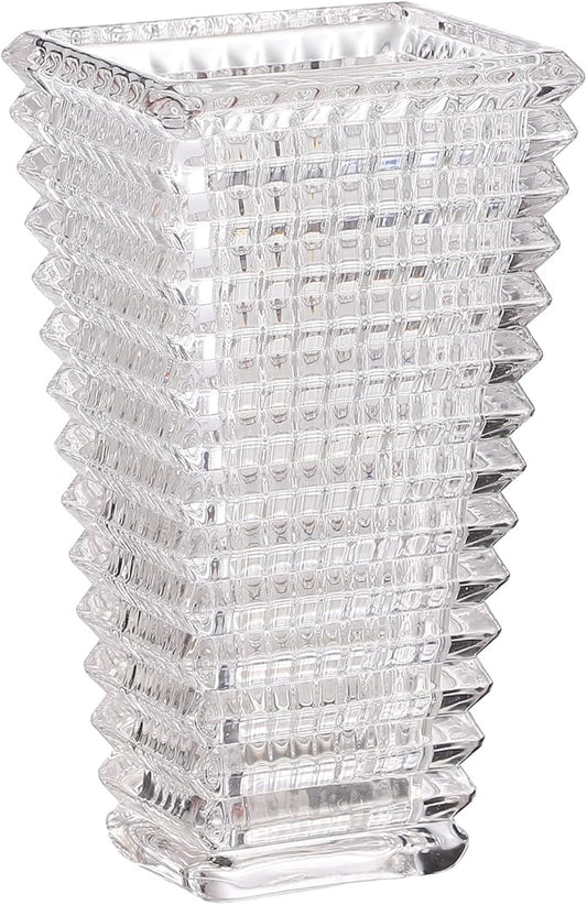 MCMCNCUIU Crystal Vase, Large Crystal Vases for Flowers, Clear Large Flower Vase, Modern Glass Vases for Living Room, Bedroom, Kitchen, Dining Table, Mantle, Wedding, 9 Inches