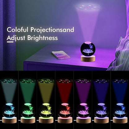 Butterfly Gifts for Women, 3.15in 3D Crystal Ball Lamp with Remote, Night Light, Butterfly Decor, Lamp Birthday Christmas Mother Day for Girls, Woman, Daughter