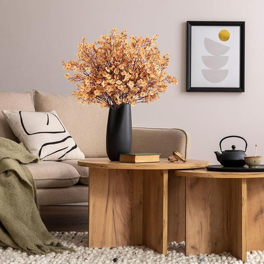 Babys Breath Artificial Flowers, 8 Bundles Real Touch Light Brown Fake Flowers Silk Flowers Bulk for Vase Home Office Wedding Spring Indoor Outdoor Centerpiece Table Decorations