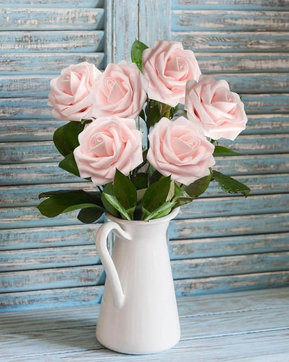 JOYLEX Artificial Flowers Realistic Roses, Real Looking Fake Roses with Stem for DIY Wedding Bouquets Centerpieces Bridal Shower Party Home Romantic Decorations (Light Pink, Regular 3" - 200pcs)