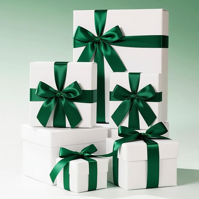 KINGLAKE Forest Green Satin Ribbon – 1 1/2'' x 100 Yards Polyester Dark Green Ribbon for Christmas Tree Green Christmas Ribbons for Gift Wrapping Wedding Party Decoration Crafts Floral Bouquets Wreath