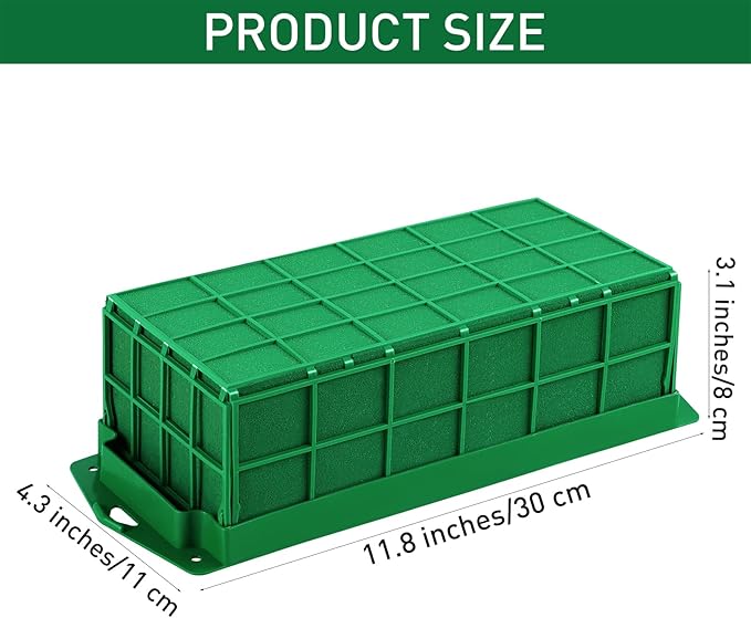 4 Packs Floral Foam Cage Rectangle Flower Cage Holders with Floral Foam Flower Arrangement Supplies for Fresh Flowers, Home Wedding Decorations, 11.8 x 4.3 x 3.1 Inches