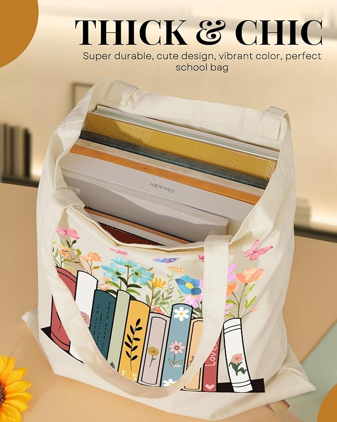 AUSVKAI Canvas Tote Bag Aesthetic for Women, Reusable Grocery Bag with Dog, Cotton Bags for Shopping Beach Trendy Retirement Gifts