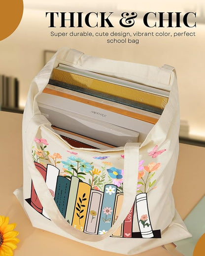 AUSVKAI Canvas Tote Bag Aesthetic for Women, Reusable Grocery Bag with Dog, Cotton Bags for Shopping Beach Trendy Retirement Gifts