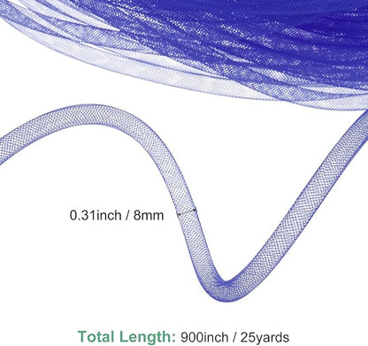 Mesh Tube Ribbon 25 Yards, 8mm Elastic Fabric Ribbons Mesh Tubing for Crafts/Gift Wrapping/Flower Bouquets/Wedding/Birthday/Holiday/Wreaths Christmas/Decoration[Dark Blue]