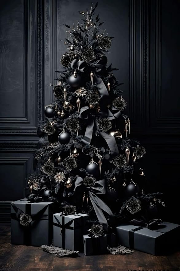 Roses Artificial Flowers,30PCS Black Glitter Roses Silk Roses for Wedding Bouquet Party Christmas Home Decor(Black)