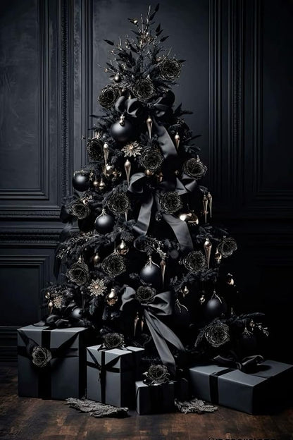 Roses Artificial Flowers,30PCS Black Glitter Roses Silk Roses for Wedding Bouquet Party Christmas Home Decor(Black)