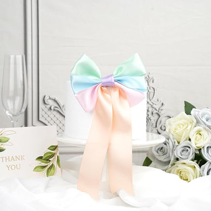 Pastel Ribbon Assortment - 1.5 Inch Double Face Rainbow Colored Satin Ribbon 6 Rolls, 30 Yards for Garland Baby Shower Crafts Birthday Party Wedding Easter's Day Christmas