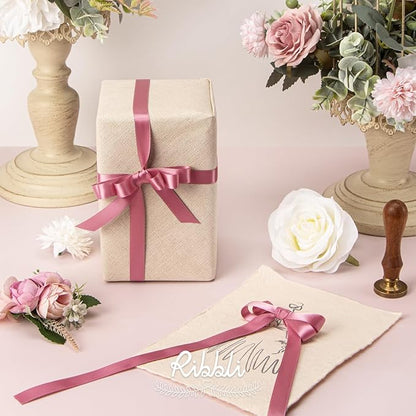 Ribbli Rosy Mauve Satin Ribbon Double Faced Satin 1/2 inch x Continuous 50 Yards- Rosy Mauve Ribbon for Gift Wrapping Crafts Wedding Decoration Bows Bouquet Floral Arrangement