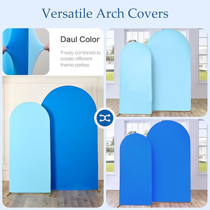 Blue Royal Blue Arch Backdrop Cover Set of 2-7.2ft 6ft Dual Color Wedding Arch Cover,Wrinkle Free Stretchy Spandex Fitted Chiara Arch Stand Cover for Boss Baby Birthday Party Photo Photography