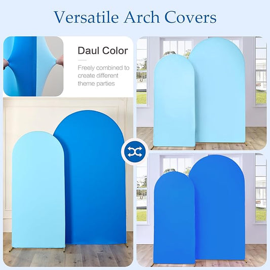 Blue Royal Blue Arch Backdrop Cover Set of 2-7.2ft 6ft Dual Color Wedding Arch Cover,Wrinkle Free Stretchy Spandex Fitted Chiara Arch Stand Cover for Boss Baby Birthday Party Photo Photography