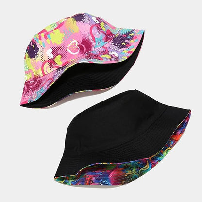Mashiaoyi Unisex Print Double-Side-Wear Reversible Bucket Hat