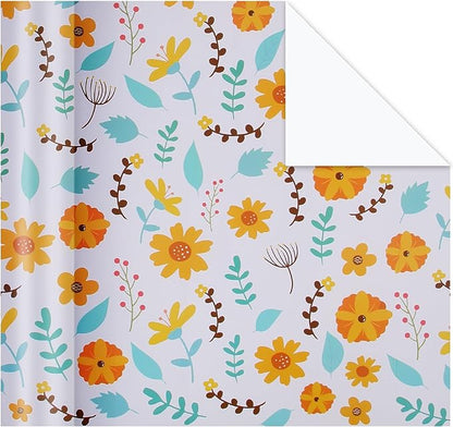 Aimyoo Floral Wrapping Paper Jumbo Roll 17 in x 60 ft, Blue Orange Flower Gift Wrap for Wedding Bridal Shower Birthday