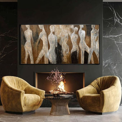 CHUDANHAO White and Brown Wall Art Graffiti Home Wall Decor Abstract Wall Pictures 24"x48" Decorations for Bedroom Dining Room Posters