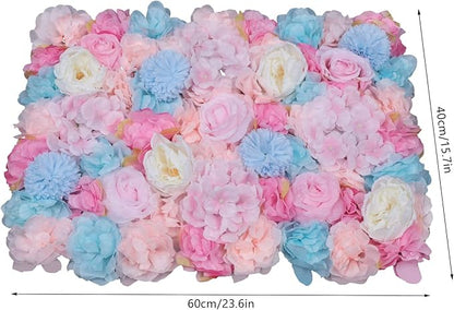 Gdrasuya10 6pcs Realistic Flower Wall Background Artificial Flowers Wall Backdrop Panel 3D Silk Rose Fake Flower Wall Panel Banquet Wedding Party Decor, Photography Background 60 x 40 cm