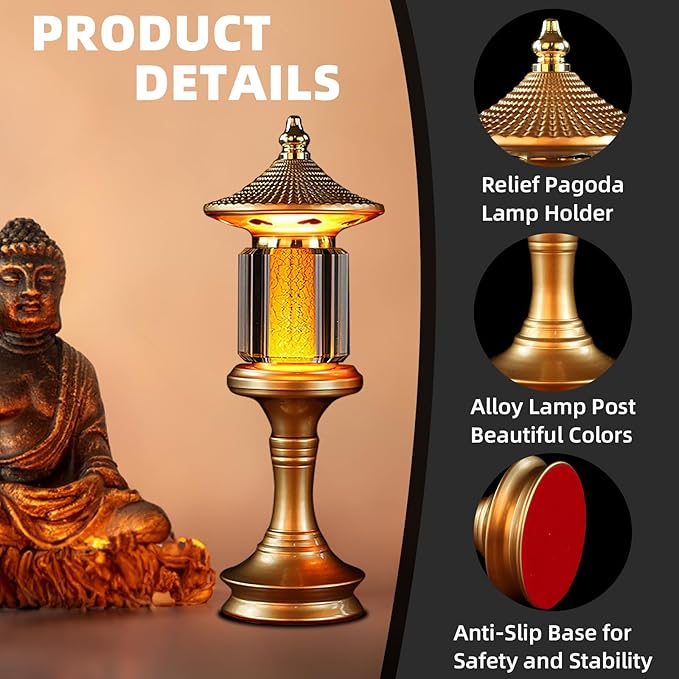 1 Pair-7 Color LED Lotus Flower Lamp - Crystal Palace Lotus Buddhist Lamp Lights, Buddha Lamp Light with Adjustable Switch for Buddhist Occasions, Supplies Meditation Buddhist (10 inch)