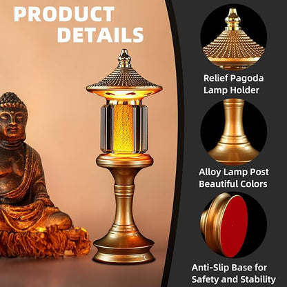 1 Pair-7 Color LED Lotus Flower Lamp - Crystal Palace Lotus Buddhist Lamp Lights, Buddha Lamp Light with Adjustable Switch for Buddhist Occasions, Supplies Meditation Buddhist (10 inch)