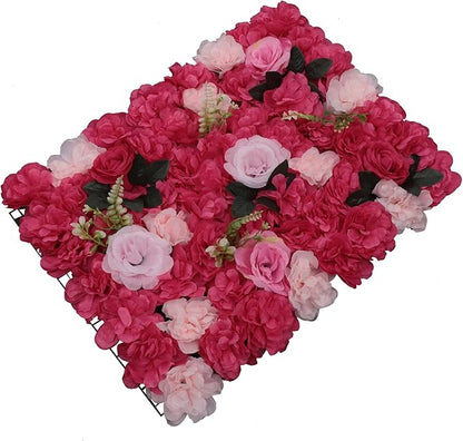 LOYALHEARTDY 12 Pack Artificial Flower Wall Panels 24" x 16" Flower Wall Panel Wall Backdrop Faux Hydrangea and Rose Flower Backdrop Panels for Flower Wall Decor Wedding Party Event Decoration
