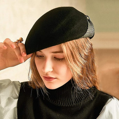ORIDOOR Women Vintage 100% Wool Felt Flowers Bucket Cloche Bowler Hat Church Wedding Beret Hat