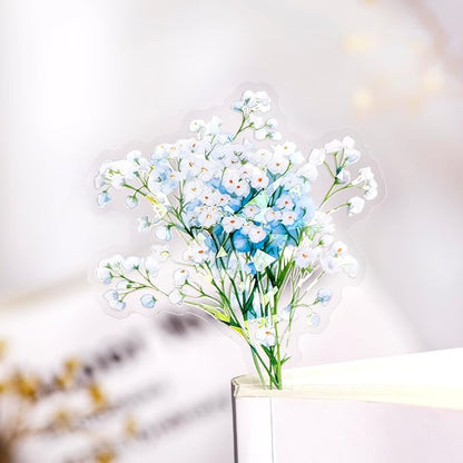TIAMECH Studded Flowers PET Stickers - 60 Pcs Gypsophila with Stars Design, Waterproof Sticker for Journaling & Scrapbooking, Junk Journal Supplies, Ephemera & DIY Crafts