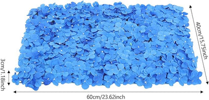 12Pcs Artificial Flower Wall Panel, 3D 15" X 15" Silk Rose Mat Artificial Flower Walls,Decorative Backdrop Flower Panels Wall for Wedding Party Stage Baby Shower Decor (Blue)