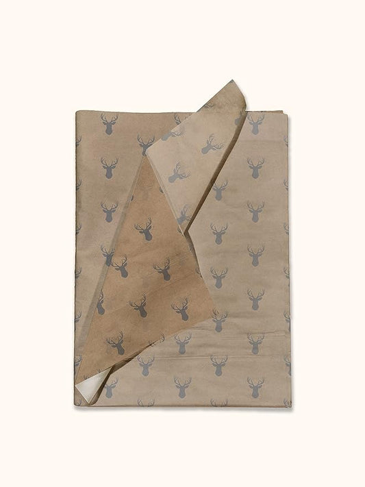 Deer Heads Printed Tissue Paper for Gift Bags or Boxes and Wrapping - Bulk Decorative Art Tissue Paper for Packaging and Gifting | 24 Sheets 20" x 30"