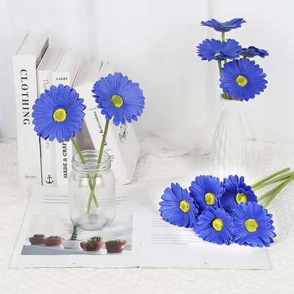 IPOPU Daisies Flowers Artificial,20PCS Gerbera Daisy Artificial Flowers Royal Blue Fake Daisies for Wedding Party Office Home Decorations(Royal Blue)