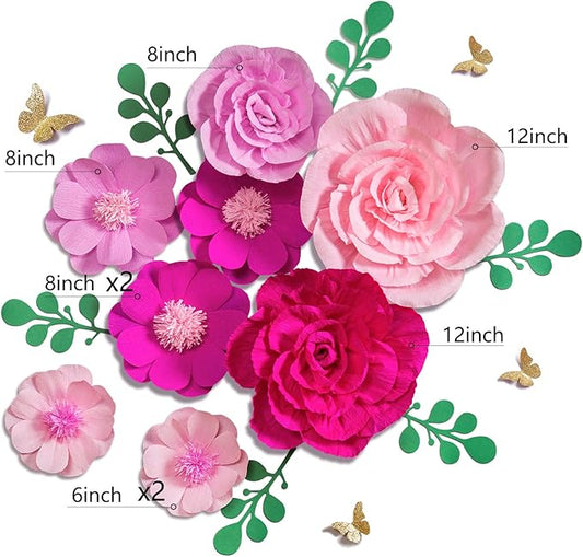 Letjolt Giant Paper Flowers Decoration for Wall 3D Artificial Flowers Wedding Backdrop Handcrafted Rose for Baby Shower Bridal Shower Nursery Wall