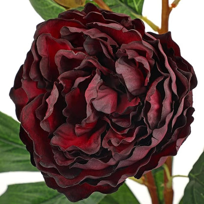 Briful 3 Pack Artificial Peony Flower 27.5" Tall Burgundy Silk Peonies Floral Stems Real Touch Faux Peony Flower for Wedding Bouquets Home Floral Arrangements Table Centerpieces DIY Décor