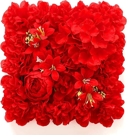 Flower Wall Backdrop, 12PCS 10.6"-15.7" Artificial Flower Wall Panel with Various Styles, 3D Floral Wall Decor for Wedding Photo Background Festive Party Home Decoration (G-D003, 10.6*10.6in)